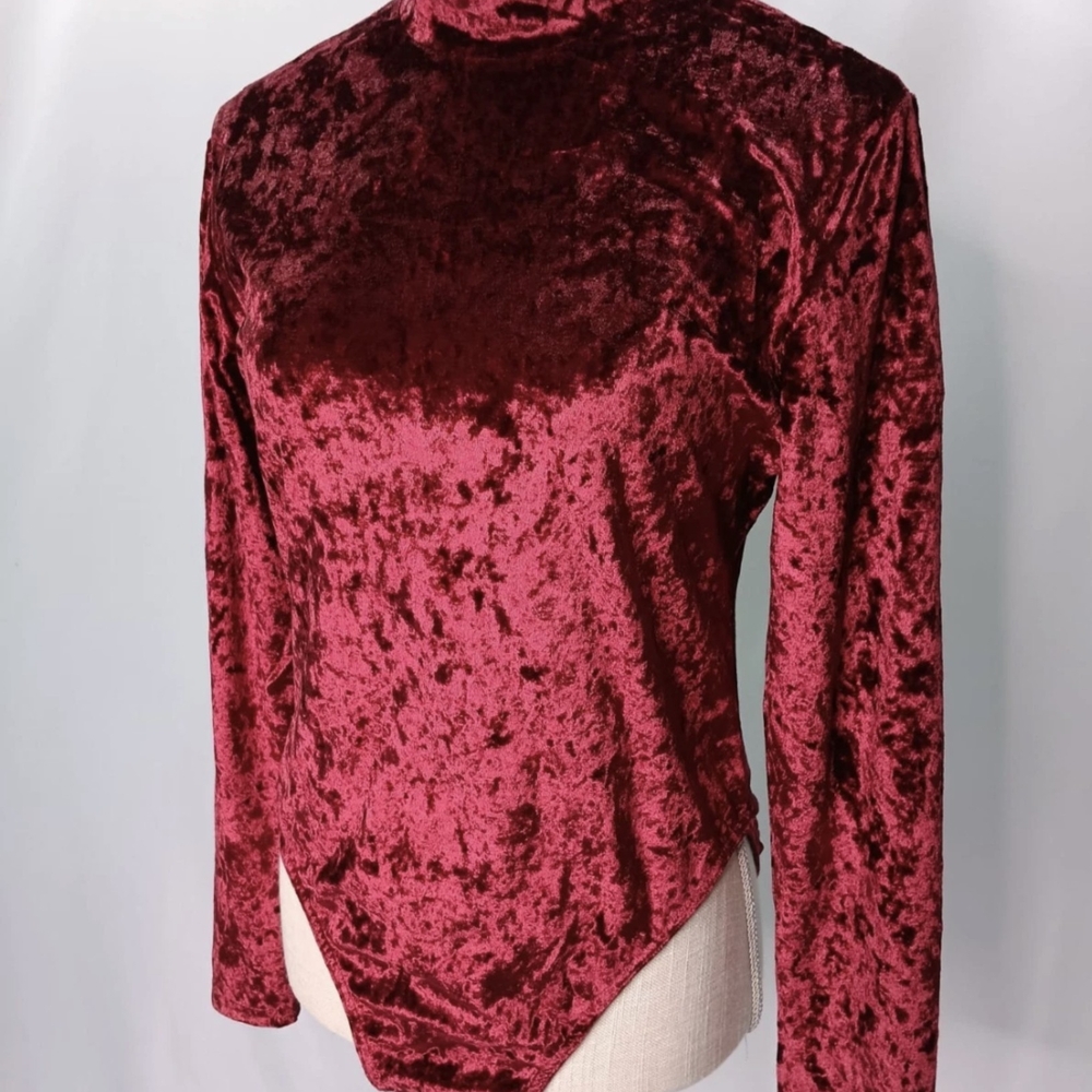 Victoria's Secret Velvet Bodysuit in Deep Red